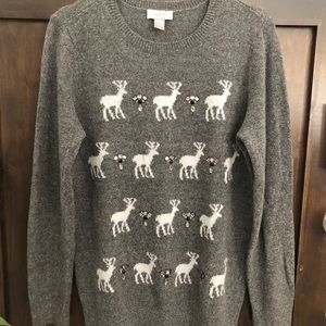 Ann Taylor LOFT gray reindeer sweater large